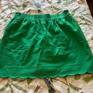 J. Crew Vibrant Green Mini Skirt with Scalloped Hem
